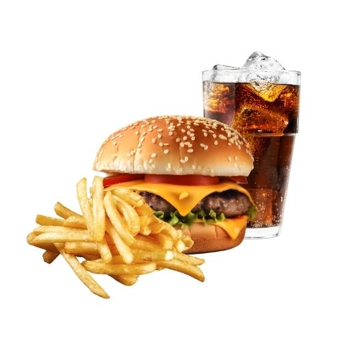 Kids Cheese Burger Chips and Drink